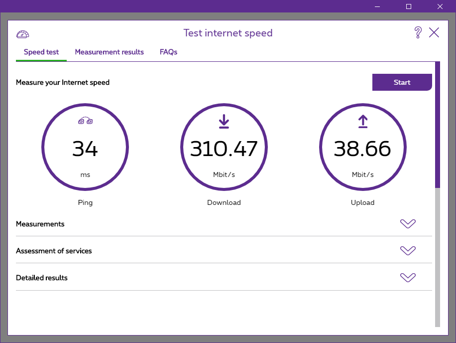 Test internet speed